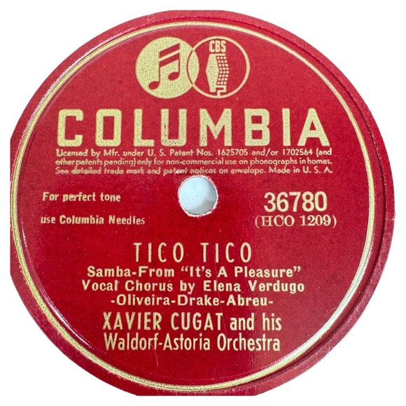 Xavier Cugat Linda Mujer / Tico Tico 10in Shellac 78 RPM Columbia 36780 Vintage - Picture 2 of 5